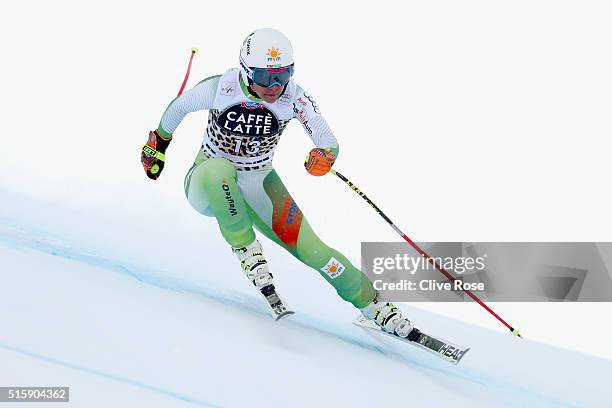 Edit Miklos of Hungary in action during the Audi FIS Alpine Skiing World Cup Women's Downhill Race on March 16, 2016 in St Moritz, Switzerland.