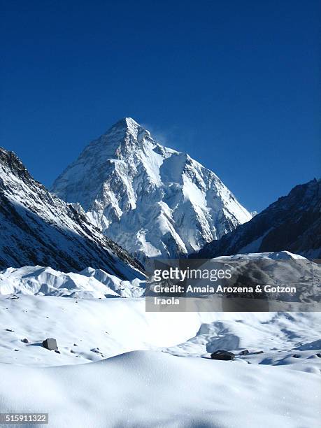 k2 mountain from concordia in karakoram range - mt everest stock pictures, royalty-free photos & images