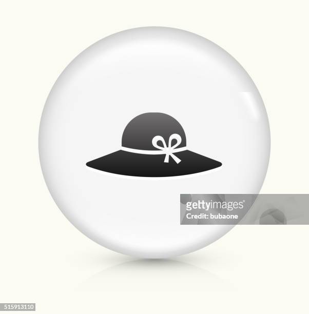 sun hat icon on white round vector button - white hat fashion item stock illustrations