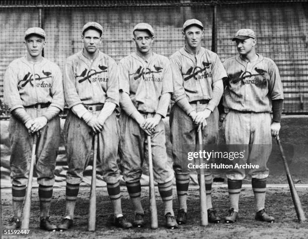 American baseball players, members of the 1926 St. Louis Cardinals, outfielder Taylor Douthit , infielder Lester Bell , infielder Jim Bottomley ,...