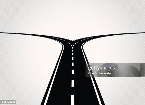 ilustrações, clipart, desenhos animados e ícones de duas direções road - fork in the road