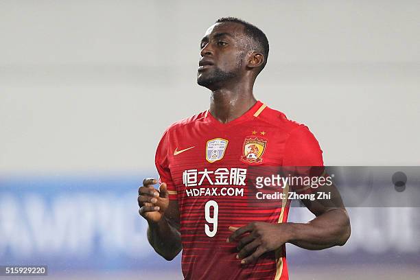 Jackson Martinez of Guangzhou Evergrande reacts during the AFC CHampions League match between Guangzhou Evergrande and Urawa Red Diamonds on March...