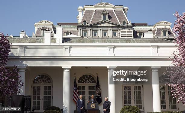 President Barack Obama, center, announces his nominee for the Supreme Court, Merrick Garland, chief judge of the U.S. Court of Appeals for the...