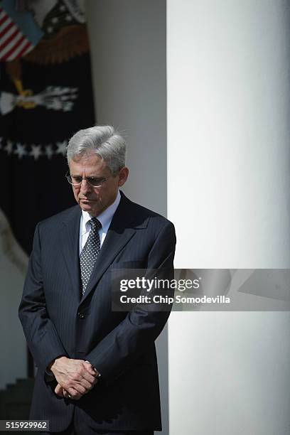 Judge Merrick Garland is introduced by U.S. President Barack Obama as his nominee to the Supreme Court in the Rose Garden at the White House, March...