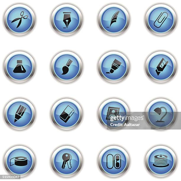 blue icons - office - spectacles frame stock illustrations