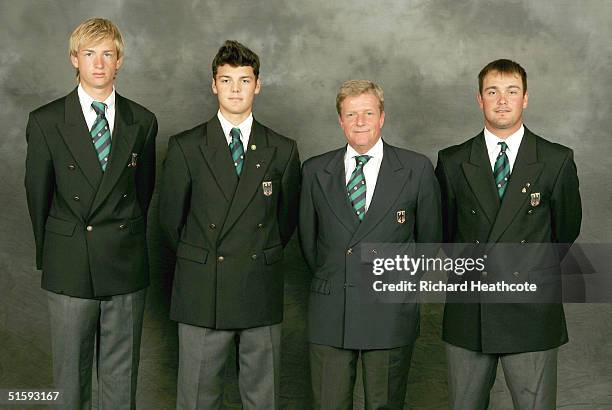 Maximillian Kramer, Martin Kaymer, Captain Wolfgang Wiegand and Florian Fritsch of the German team pose for a team portrait for the Eisenhower...