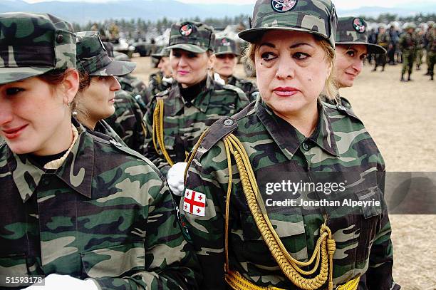 Reinforcement troops arrive at the southern border, north of Gori, Khartli in South Ossetia, Georgia on September 13, 2004. The minister of interior...