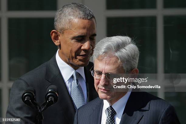 President Barack Obama introduces Judge Merrick Garland as his nominee to replace the late Supreme Court Justice Antonin Scalia in the Rose Garden at...