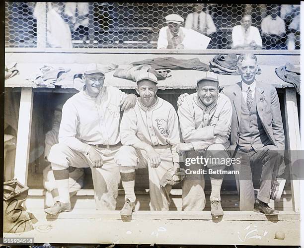 Clearwater, FL: Here's an interesting group watching practice at the spring training camp of the Philadelphia Athletics at Clearwater. Pictured are:...