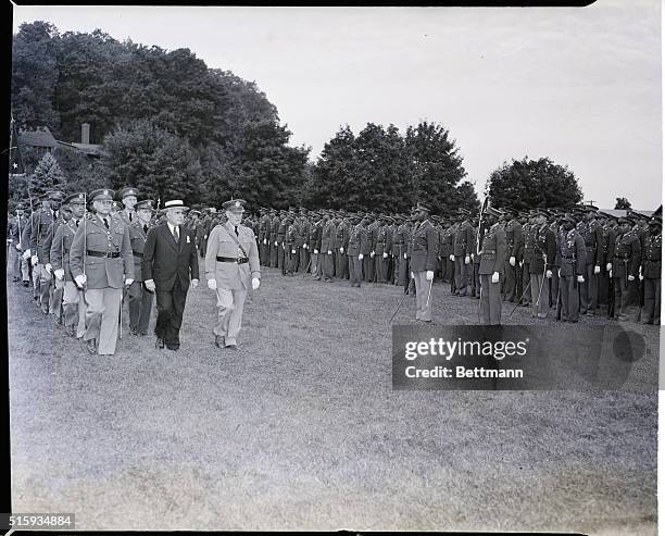 Peekskill, NY- Governor Herbert Lehman of New York and Major General William N. Haskell , Commander of the New York National Guard's 27th Infantry...