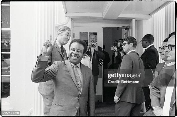Washington, D.C.- Dr. Ralph Abernathy, head of the Southern Christian Leadership Conference arrives at the White House for a meeting of the White...