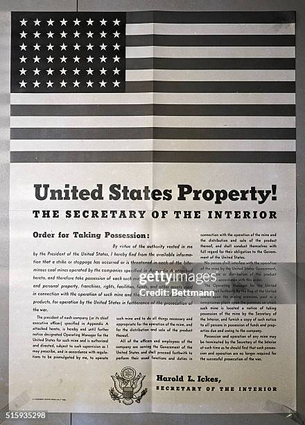 Washington, DC- Sent to mine owners all over the nation was this letter, "Order for Taking Possession" to be posted in a prominent place in the...