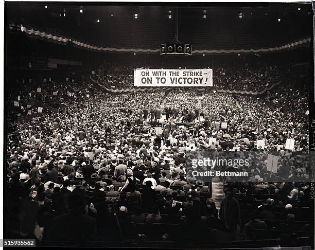 New York, New York-View of the interior of Madison Square Garden as thousands of strikers in the billion-dollar garment industry jammed into the big...