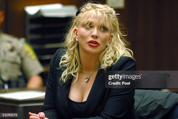 Musician/actress Courtney Love appears in court at the preliminary hearing to determine if there is enough evidence to require her to stand trial on...