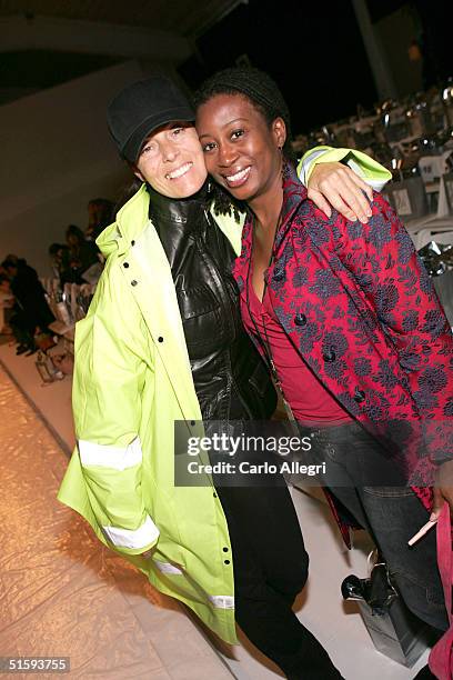 Personality Brenda Cooper andFashion Editor Karen Brailsford Front row at the Shakti Spring 2005 show at the Mercedes-Benz Fashion Week at Smashbox...