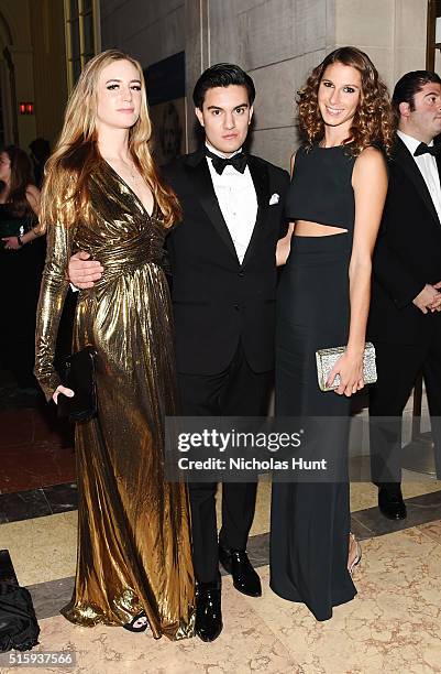 Amanda Kahn, Kevin Michael Barba and Ashley Platt attend The Frick Collection Young Fellows Ball 2016 at The Frick Collection on March 10, 2016 in...
