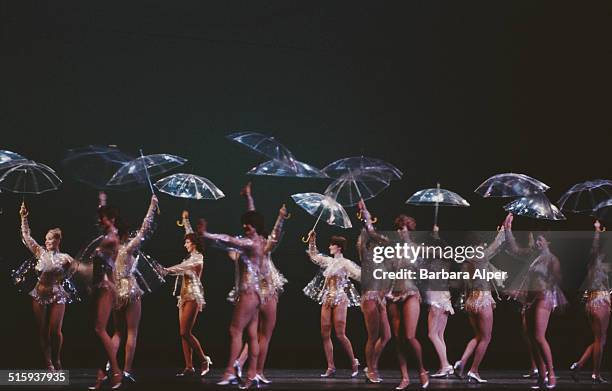 Precision dance company The Rockettes performing at Radio City Music Hall in New York City, April 1984.