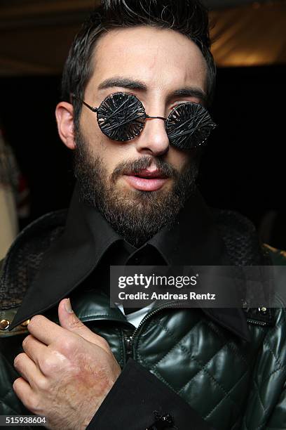 Model is seen backstage ahead of the Safak Tokur show during the Mercedes-Benz Fashion Week Istanbul Autumn/Winter 2016 at Zorlu Center on March 16,...