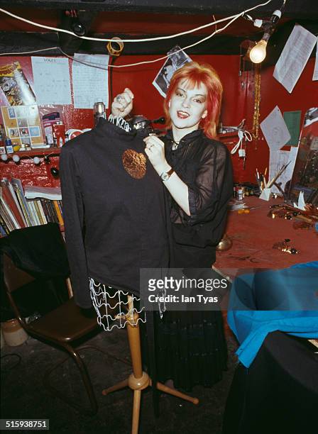 English singer and actress Toyah Willcox in a fashion and jewellery workshop, 29th April 1979.