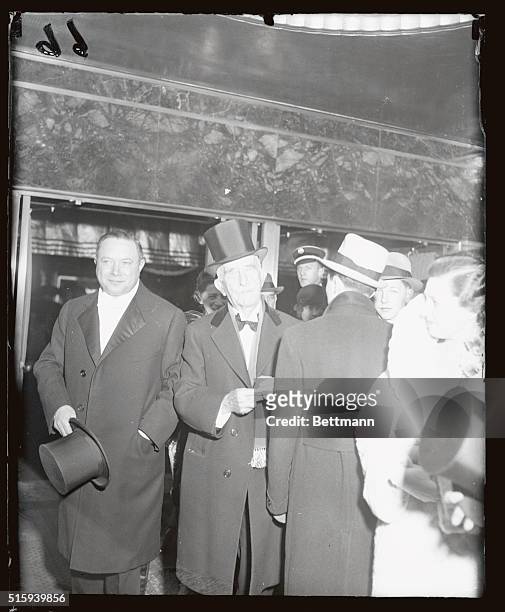 David Sarnoff holding hat seen as he arrived to attend the formal opening of Radio City Music Hall. 6,200 persons, many prominent in the theatrical...