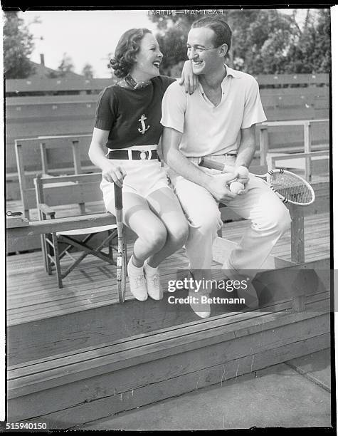 Wendy Barrie, British film beauty, and Donald Niven who arrived at Santa Barbara, Calif., recently from Scotland, have teamed up for daily tennis and...