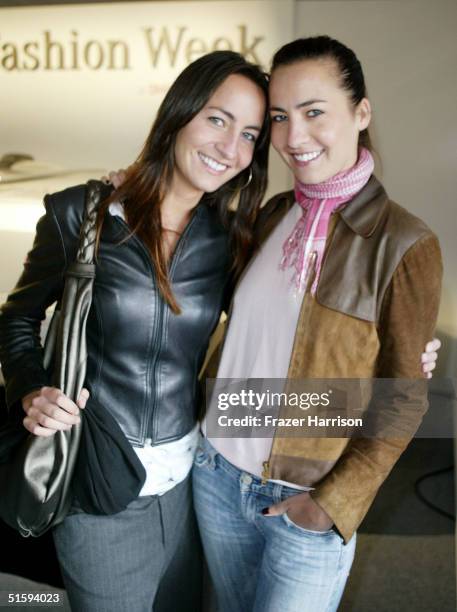 Actresses Nikki and Teena Collins pose backstage at the Ella Moss Spring 2005 show at the Mercedes-Benz Fashion Week at Smashbox Studios on October...