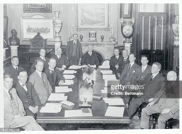 Australia's Labor Cabinet at First Meeting. Sydney...Here are pictured the members of the first Australian Labor Cabinet, at their initial meeting at...