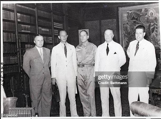 Manila, Philippines: Lt. Gen. Douglas MacArthur, U.S. Commander of Philippine Forces, is shown as he conferred recently with Netherlands East Indies...