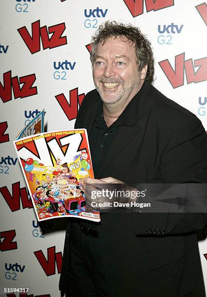 Presenter Jeremy Beadle attends the 25th anniversary and book launch party for cult adult comic Viz Magazine on October 27, 2004 at the Cafe de...