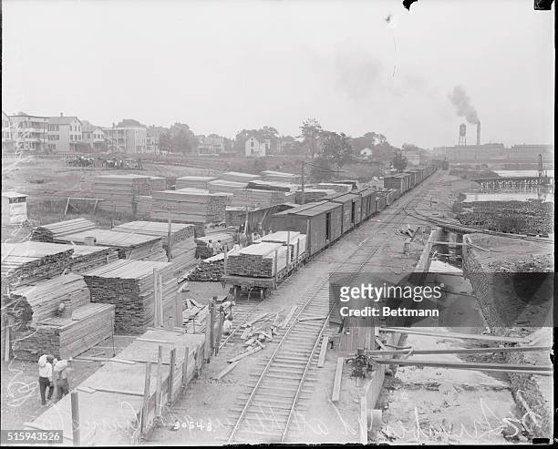View of the temporary lumber yard at Remington Arms U.M.C. Co's plant at Bridgeport, Conn.