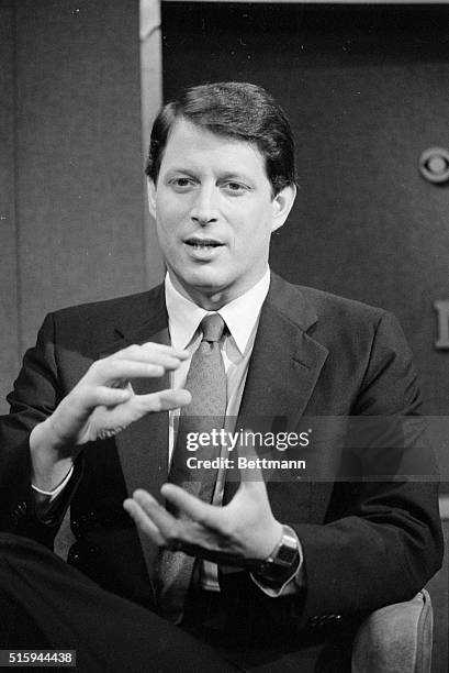 Senator Albert Gore Jr., D-Tenn., appears on CBS's "Face the Nation". Gore embraced the prospect of a U.S. Soviet arms pact and called for bipartisan...