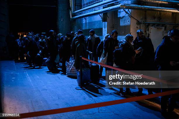 Concertgoers queue up to enter for the public world premiere of Max Richter's 8 hour long 'SLEEP' live performance during 'Maerzmuisk' Festival at...