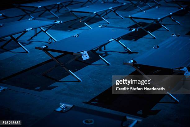 Camp beds await concertgoers for the public world premiere of Max Richter's 8 hour long 'SLEEP' live performance during 'Maerzmuisk' Festival at...