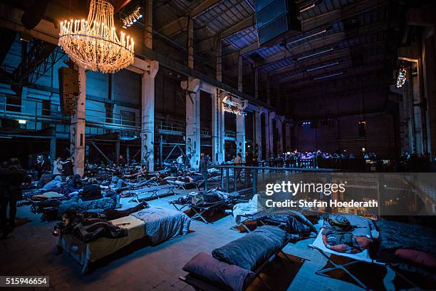 General view of concertgoers during the public world premiere of Max Richter's 8 hour long 'SLEEP' live performance during 'Maerzmuisk' Festival at...