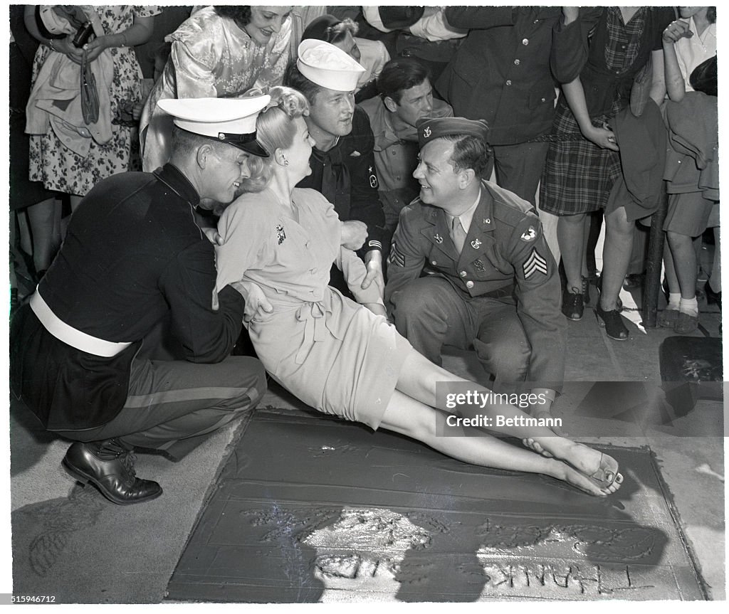 Betty Grable Lies In Cement