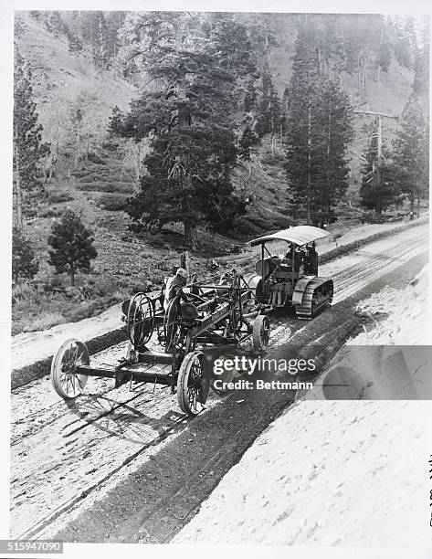 Sierra Nevada Mountains, CA: Up in the high Sierras of California they build scenic highways almost overnight. Here's a new mountain road going in...