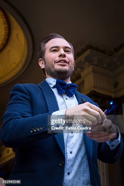 Spanish Magician Jorge Blass pesents 'Palabra de Mago' on March 16, 2016 in Madrid, Spain.