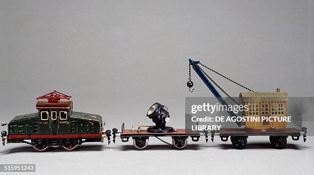 Electric train set, toy made by Marklin, 1936. Germany, 20th century. Milan, Museo Del Giocattolo E Del Bambino