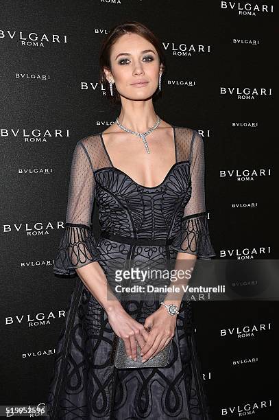 Actress Olga Kurylenko attends Bvlgari Cocktail at Baselworld 2016 on March 16, 2016 in Basel, Switzerland.