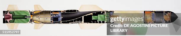 Harpoon anti-ship missile United States of America, cutaway drawing.