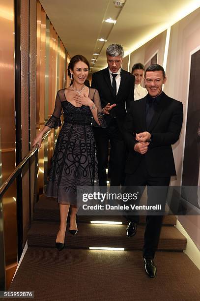 Olga Kurylenko and Luke Evans attend Bvlgari Cocktail at Baselworld 2016 on March 16, 2016 in Basel, Switzerland.