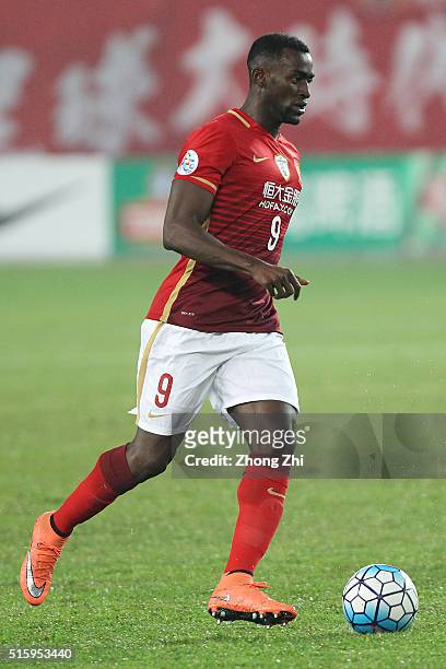 Jackson Martinez of Guangzhou Evergrande in action during the AFC Champions League match between Guangzhou Evergrande FC and Urawa Red Diamonds at...