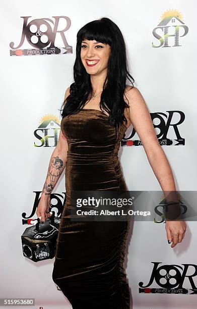 Makeup artist Heather Galipo arrives for the Premiere Of J&R Productions' "Halloweed" held at TCL Chinese 6 Theatres on March 15, 2016 in Hollywood,...