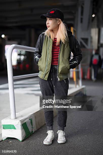 Attends the Anne Sofie Madsen show during Tokyo Fashion Week on March 16, 2016 in Tokyo, Japan.