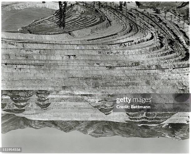 Bingham Canyon, UT: Bingham Canyon Copper Mine. Photo looks as though it was taken from inside the mine. Undated.