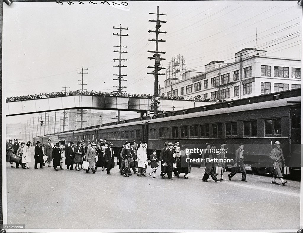 Japanese Evacuees Boarding Special Train