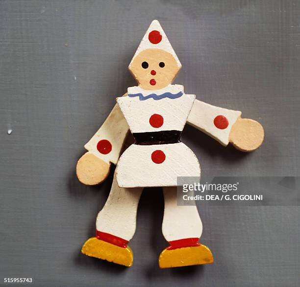 Wooden clown miniature toys shop, 20th century.