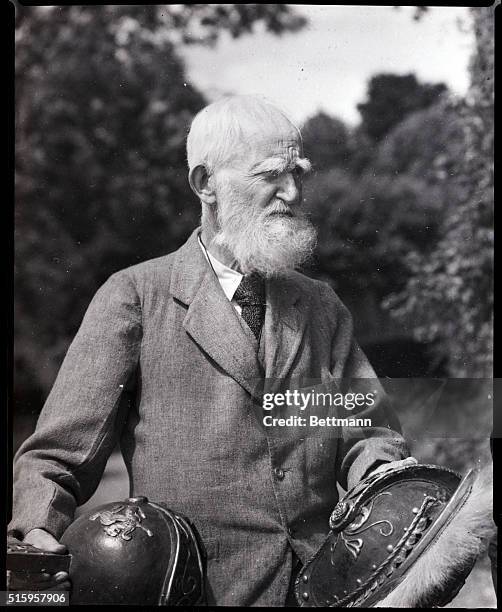 Headshoulders shot of George Bernard Shaw- during the filming of Caesar and Cleopatra.