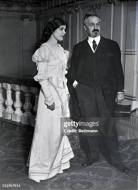 Oscar Hammerstein, playwright, with Felicia Lyne.