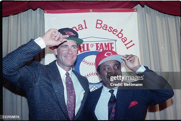 New York, NEw York- Both elected to Baseball's Hal of Fame in first year of eligibility, Orioles pitcher Jim Palmer and Joe Morgan, who won...